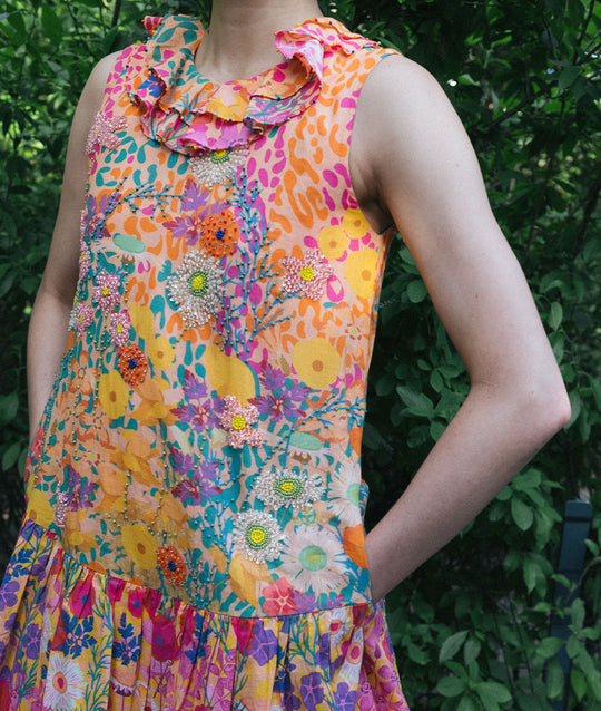 Wild Poppy Cotton Midi Dress