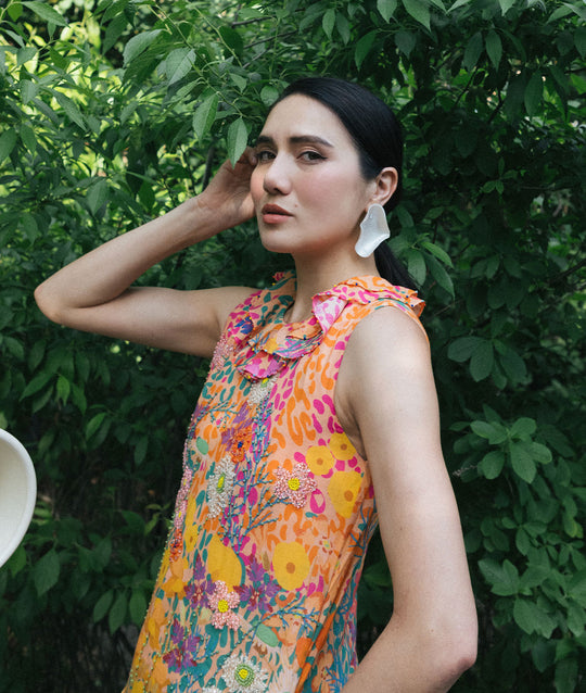 Wild Poppy Cotton Midi Dress