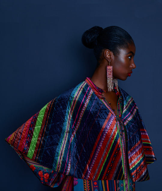 Reversible Quilted Silk Velvet Cape