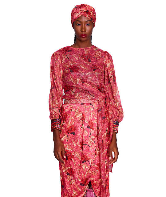 Saroja Tie-Up Poet Sleeve Blouse