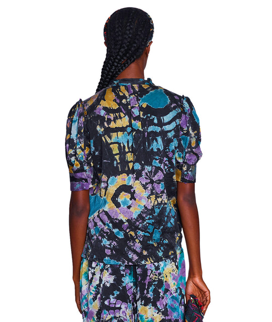 Eula Silk Satin Tie-Dye Blouse