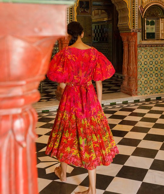 Nalini Puff Sleeve Midi Dress