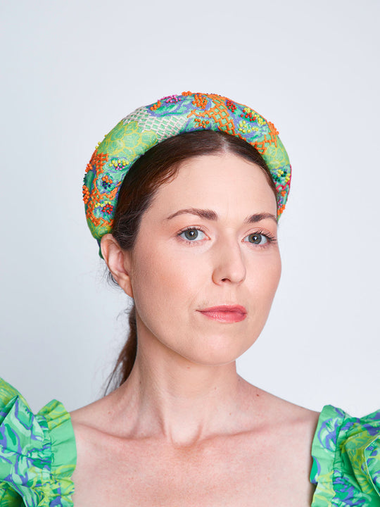 Delphinium Embroidered Headband