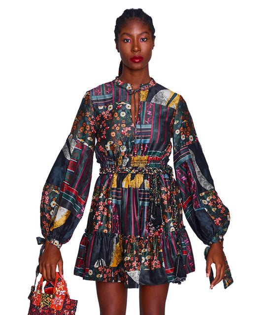Ligeia Multi-Print Tiered Mini Dress