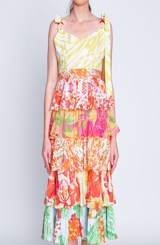 Sun Garden Tiered Midi Dress
