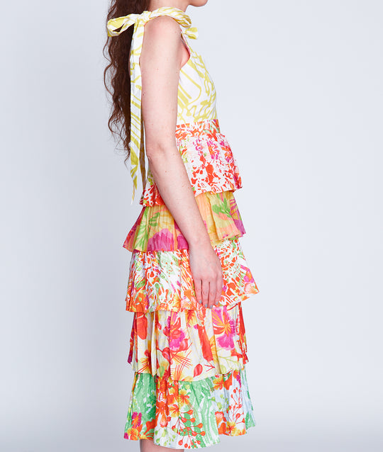 Sun Garden Tiered Midi Dress