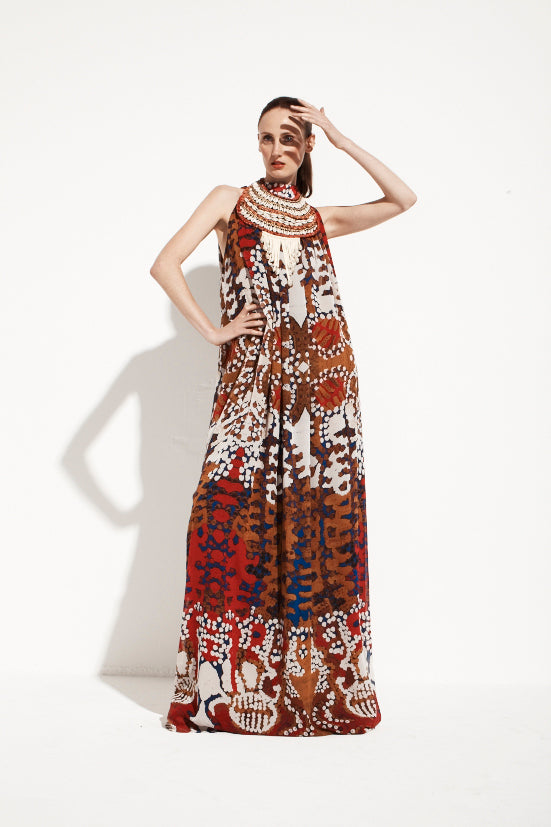 Indigenous Printed Halter Maxi  Dress