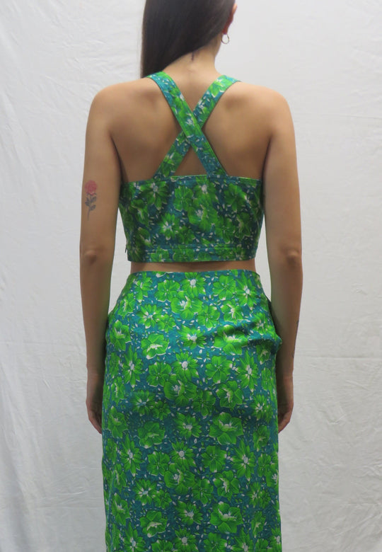 Hand Woven Cotton Forest Green Strappy Top