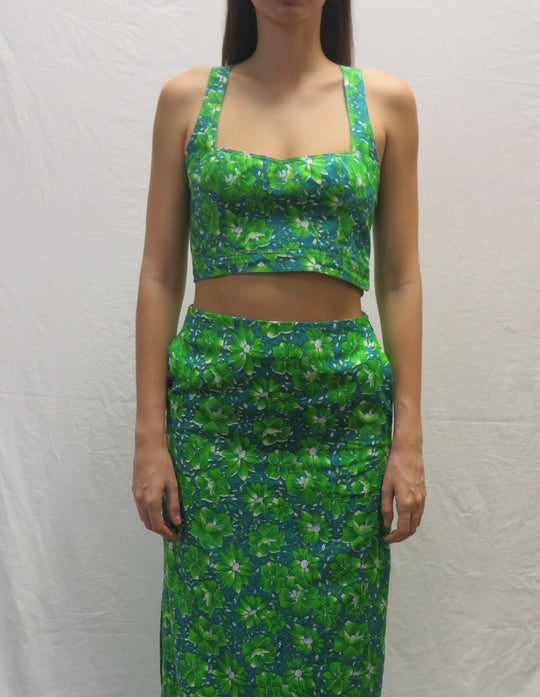 Hand Woven Cotton Forest Green Strappy Top
