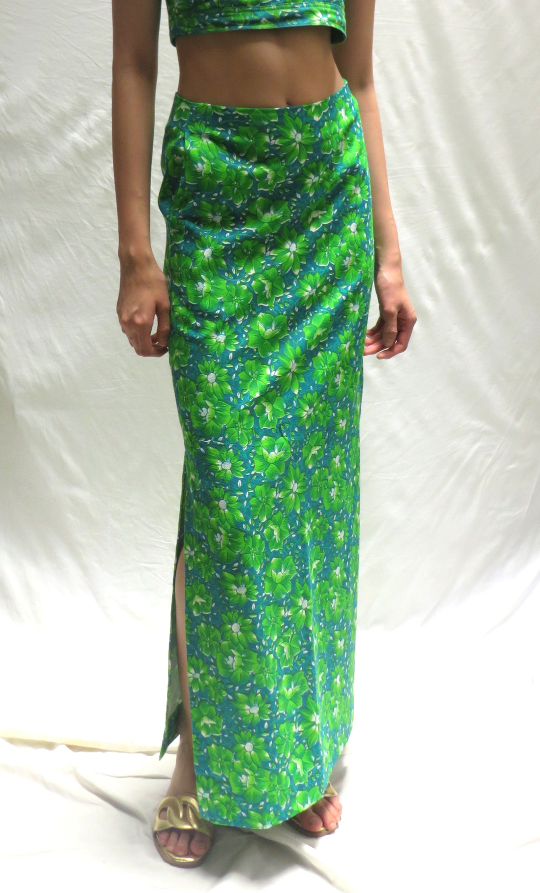 Hand Woven Cotton Straight Skirt with Side Slits