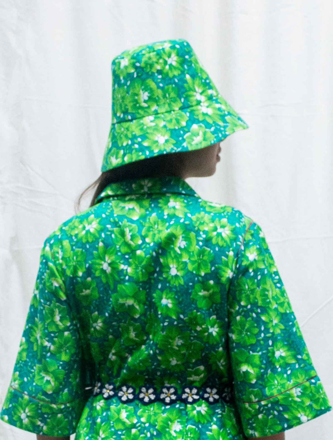 Hand Woven Green Forest Bucket Hat