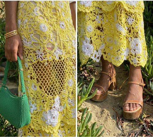 Atelier Refugee Floral Lace Midi Skirt