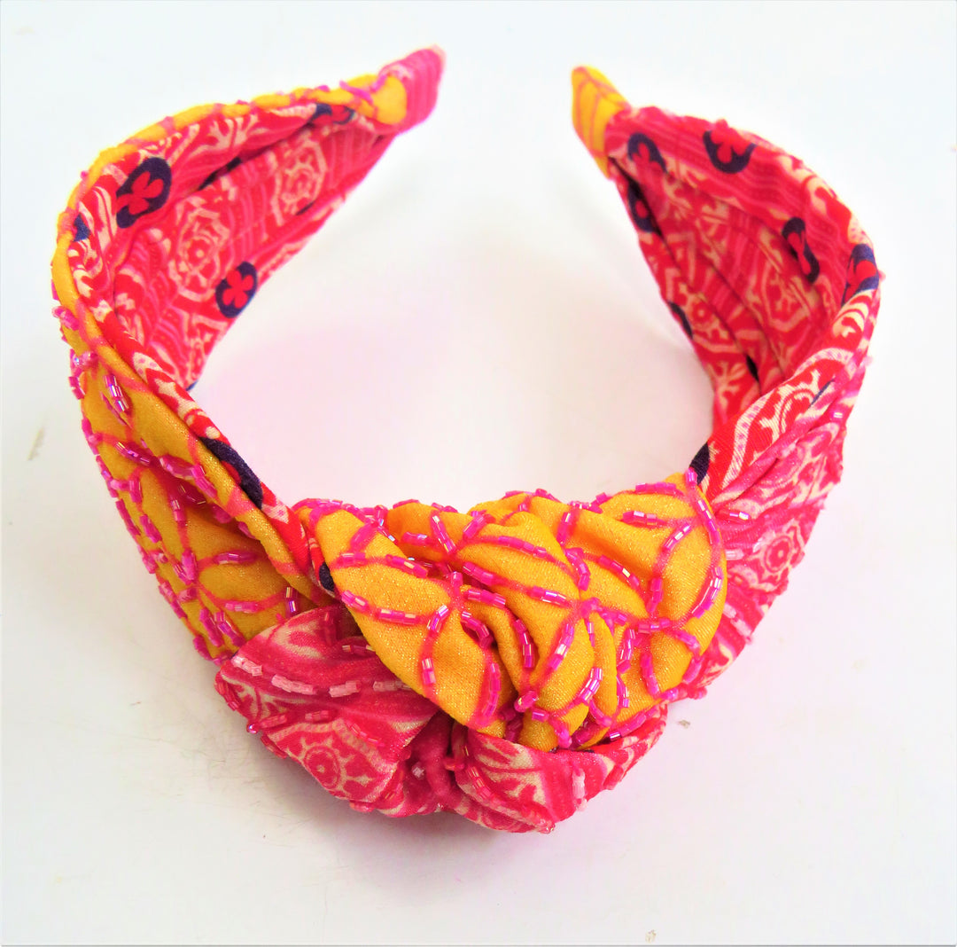 Hand Beaded  Silk Twisted Knot Headband