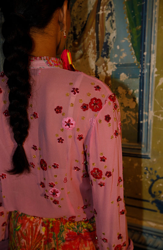 The Gulab Hand Embroidered Silk Shirt