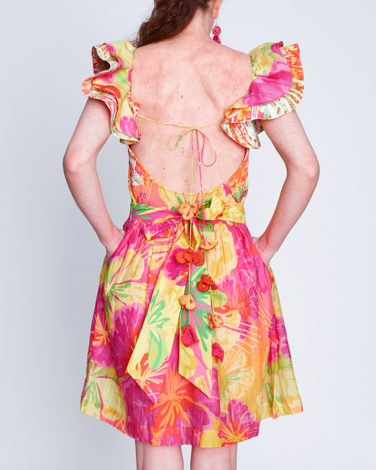 Gulmohar Smocked Mini Dress