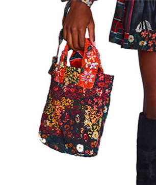 Lydia Floral Quilted Silk Velvet Tote Bag