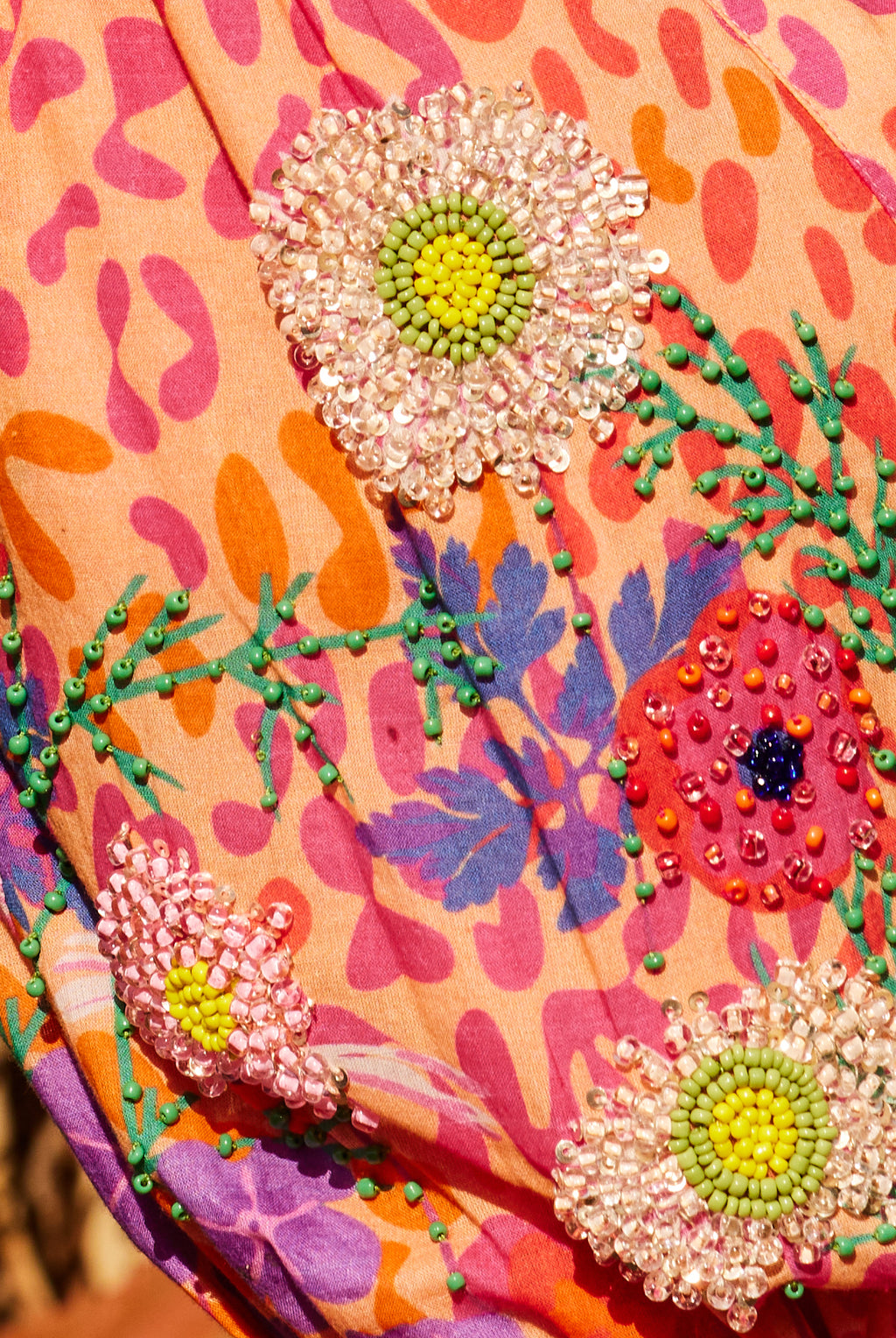 Hand Embroidered Cotton Midi Dress