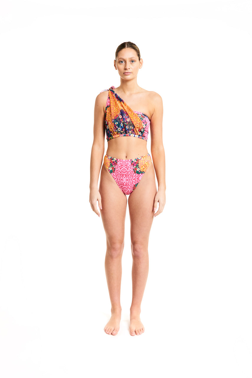 Knot Bandeau Swim Top in Animal