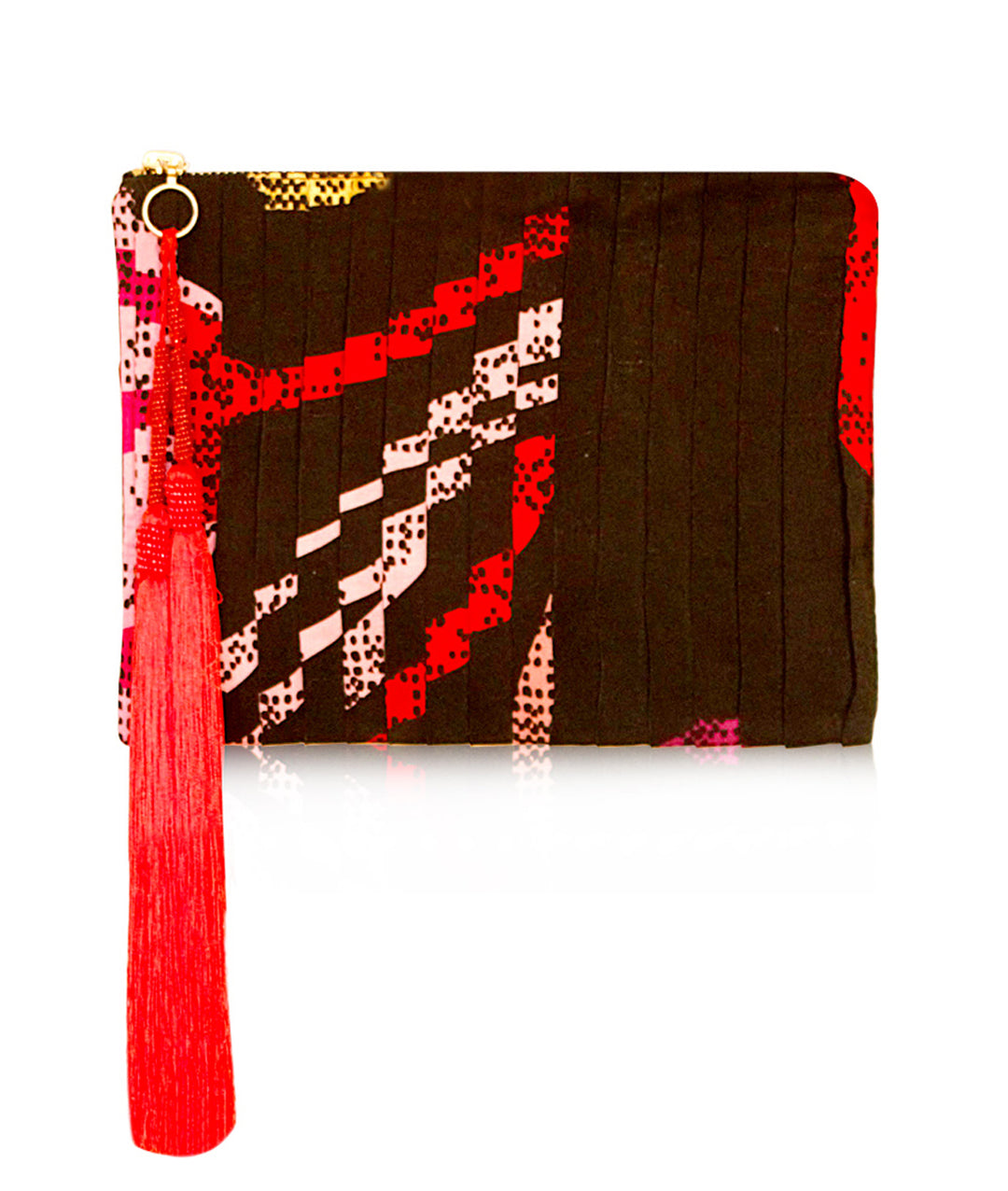 Pleated Silk Long Fringe Tassel Pouch