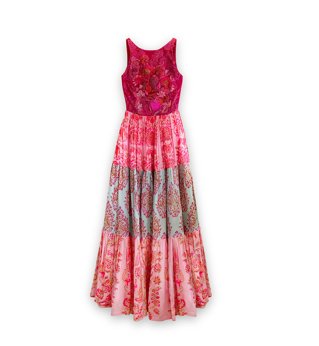 Pink Paisley Tie-Up Dress