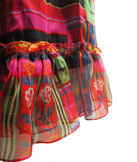 Children's Silk Organza Midi Colorful Skirt