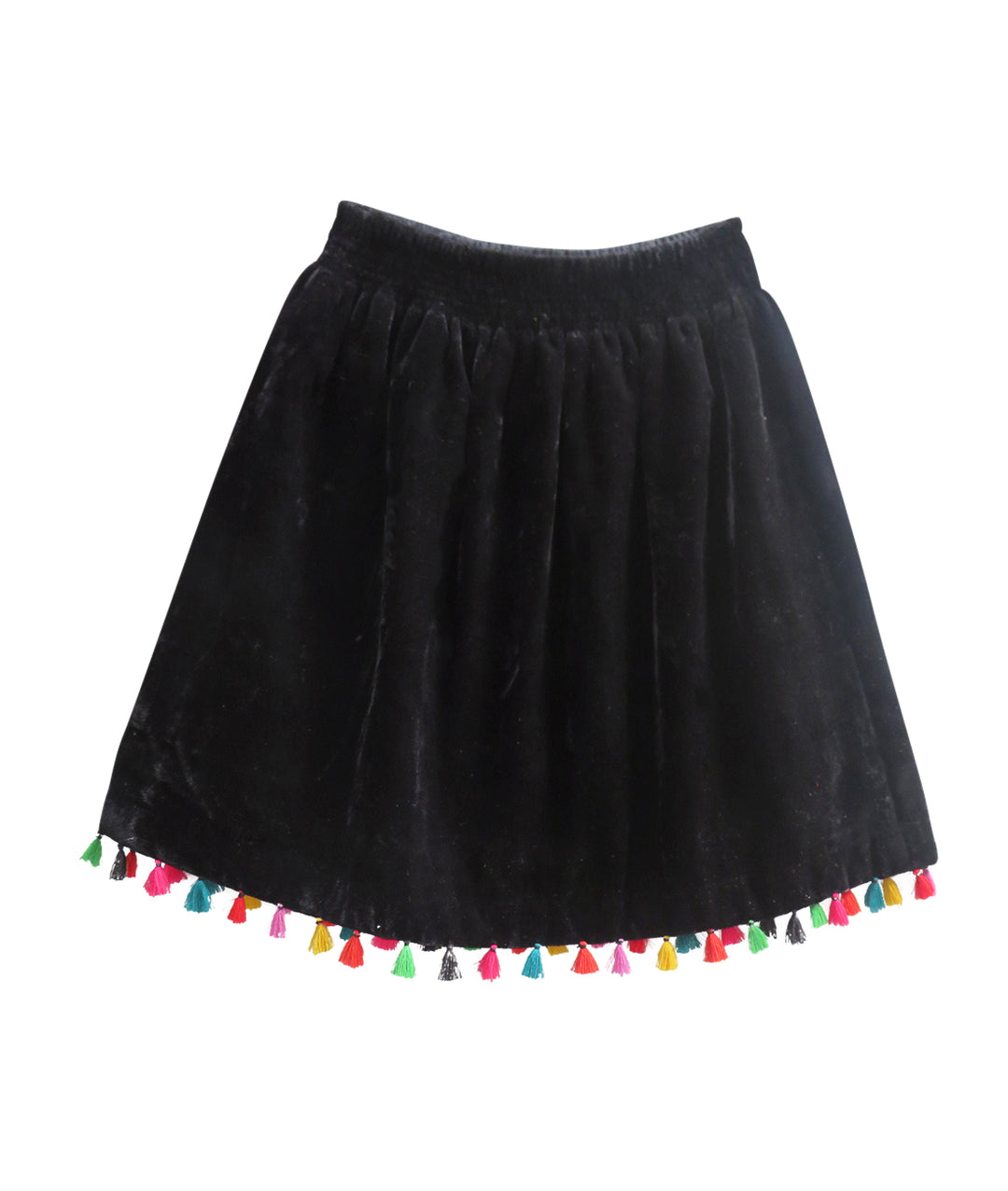 Children's Tassel Midi Silk Velvet Skirt