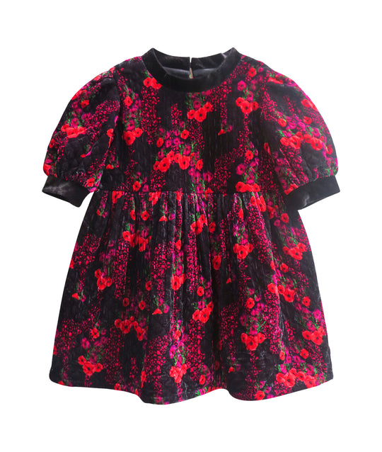 Children's  Silk Velvet Poppy Violet Dress