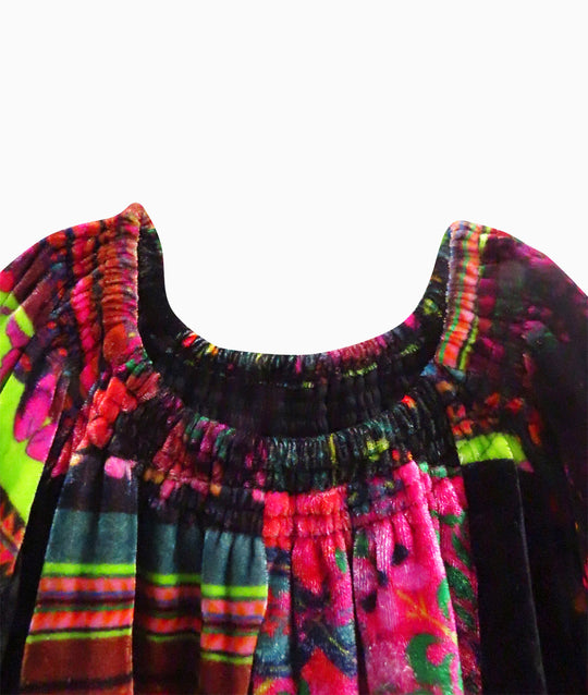 Children's Silk Velvet Maxi Patchwork Dress