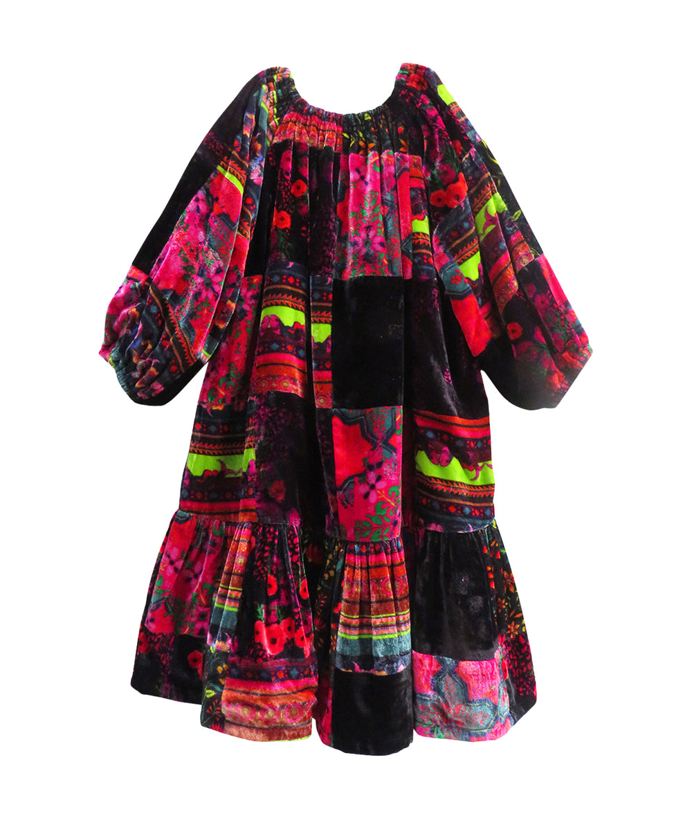 Children's Silk Velvet Maxi Patchwork Dress