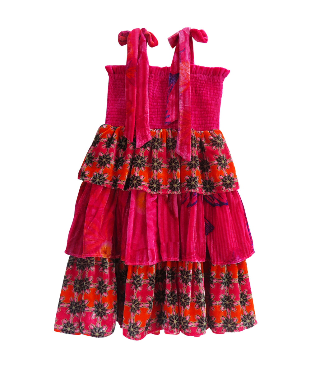 Children's Silk Velvet Layered Dress