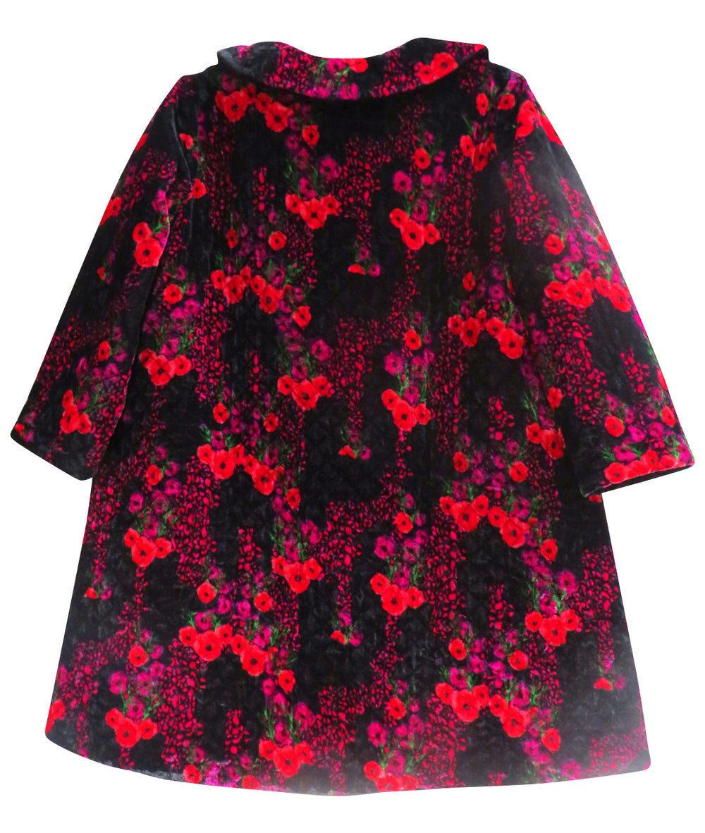Children's Silk Velvet Floral/Black  Reversible Coat