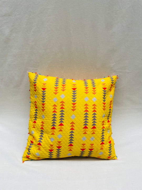 Yellow Geometric Quilted Throw Pillow Cover