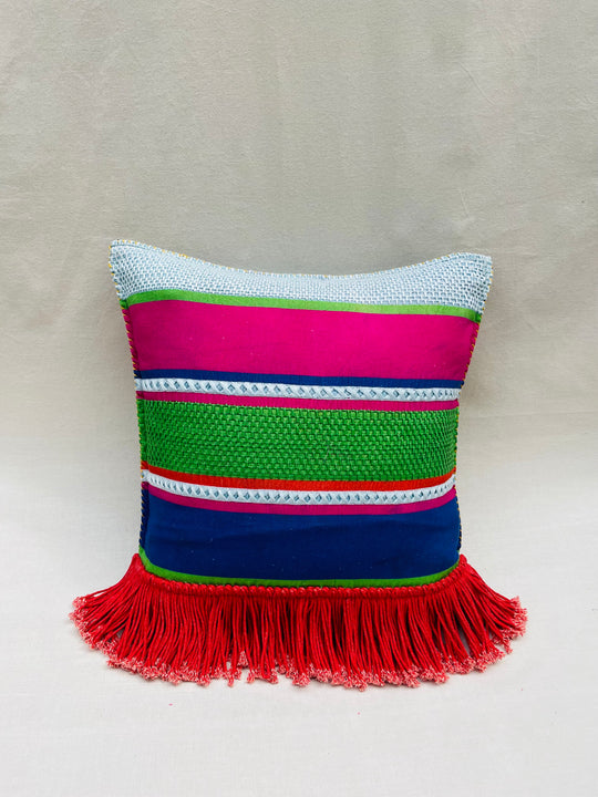 Handwoven Striped Tassel Throw Pillow Cover