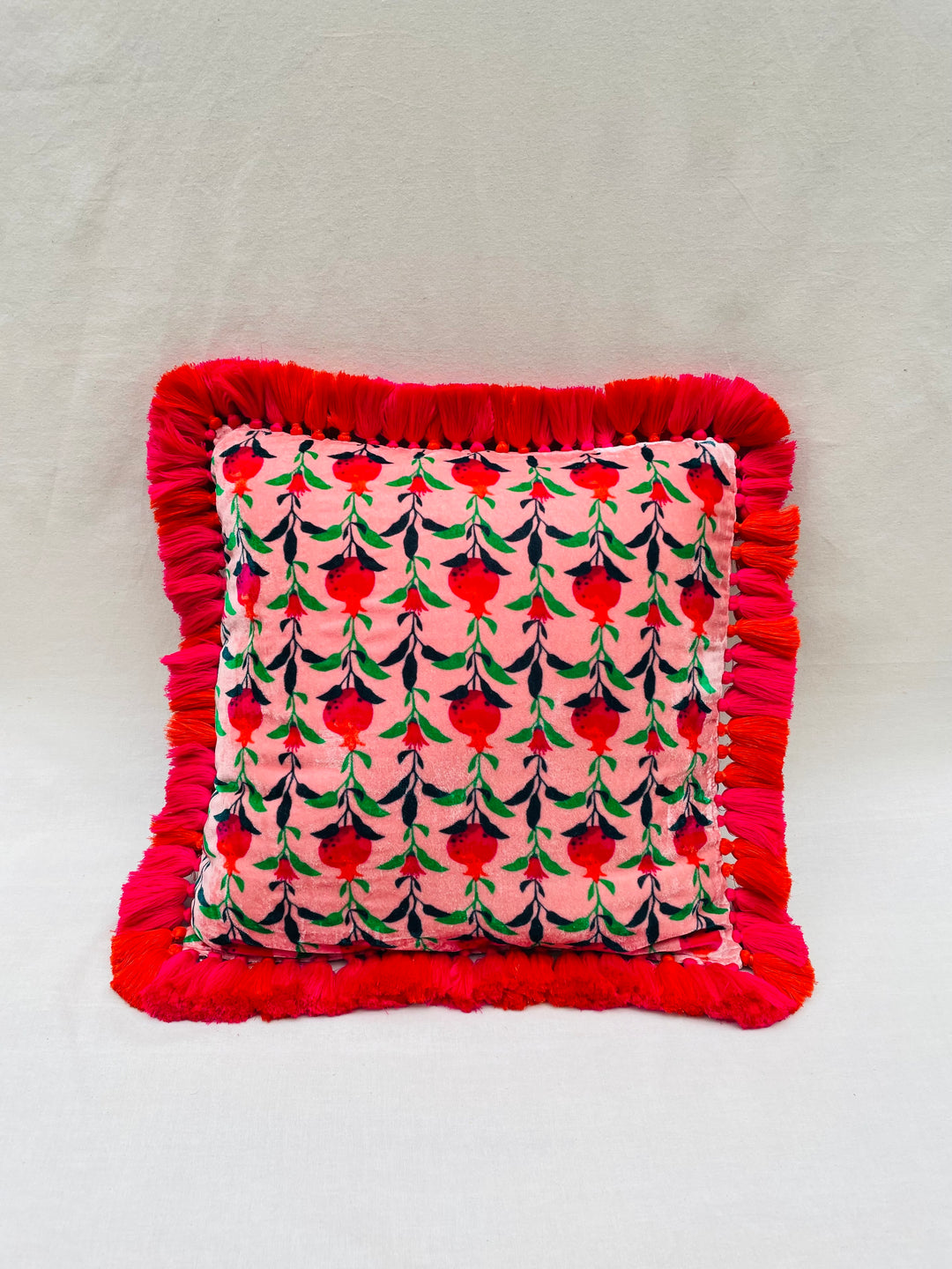 Silk Velvet Pomegranate Throw Pillow Cover