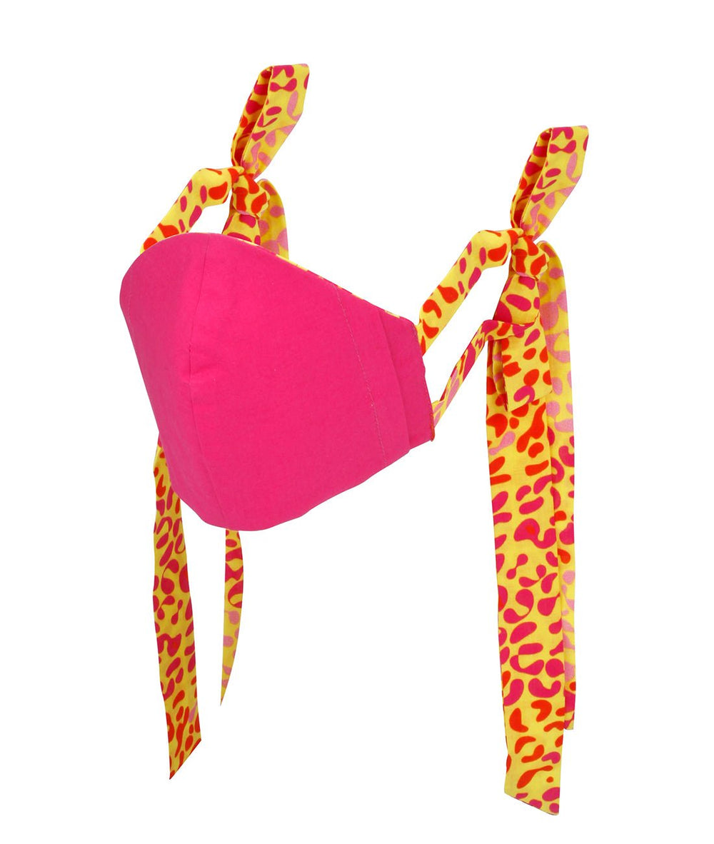 Pink Leopard Recycled Cotton Tie Up Mask