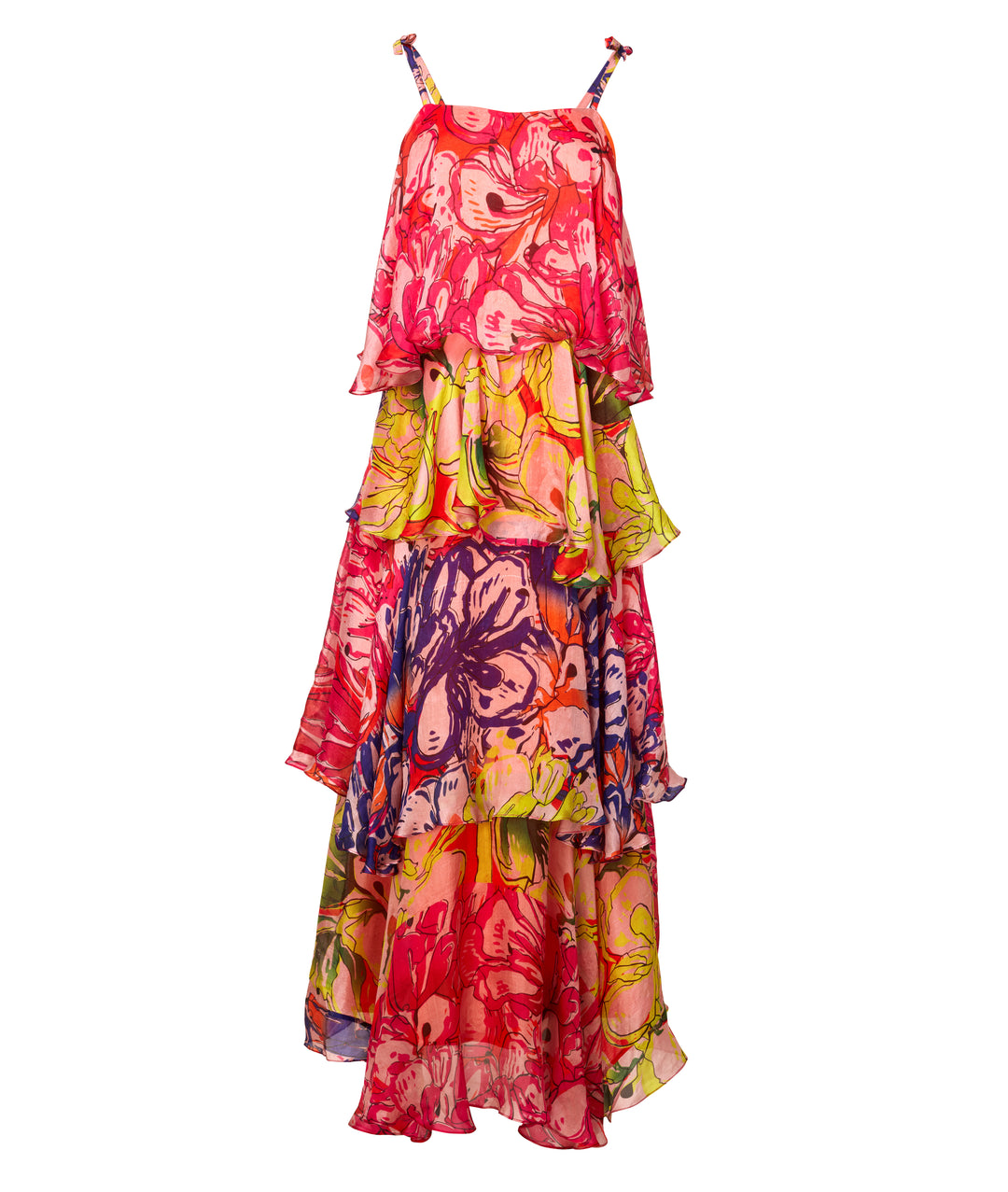 Silk Organza Floral Maxi Gown