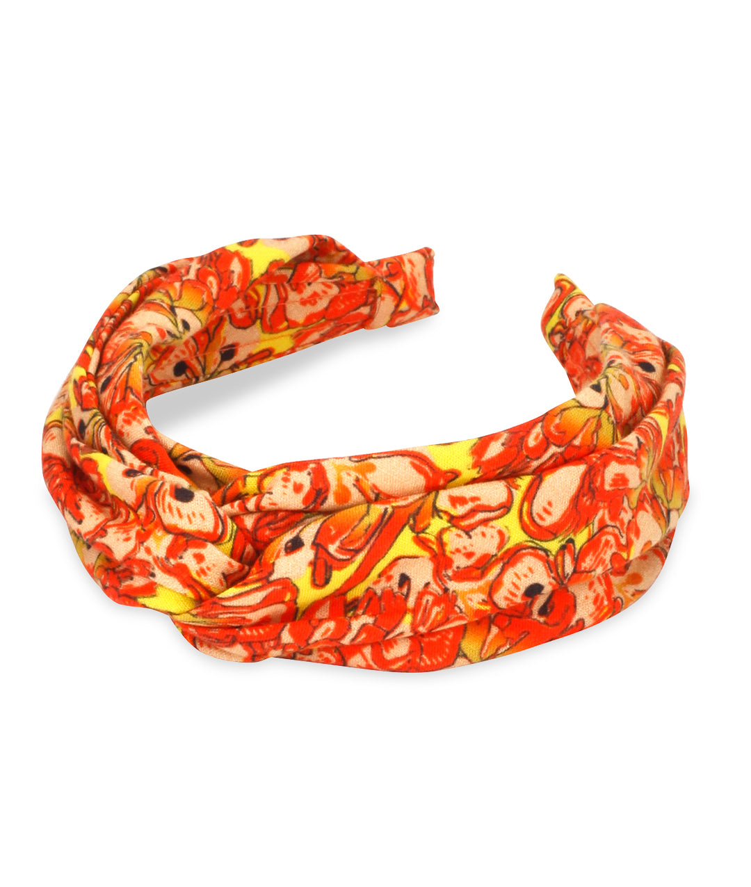 Orange Floral Linen Headband