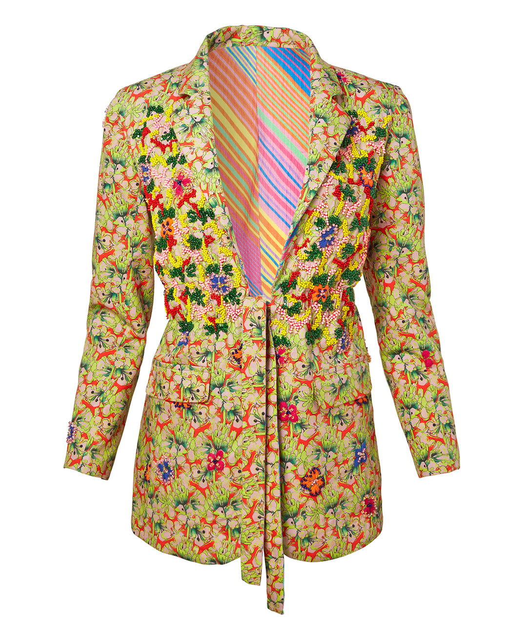 Recycled Cotton Embroidered Neon Blazer