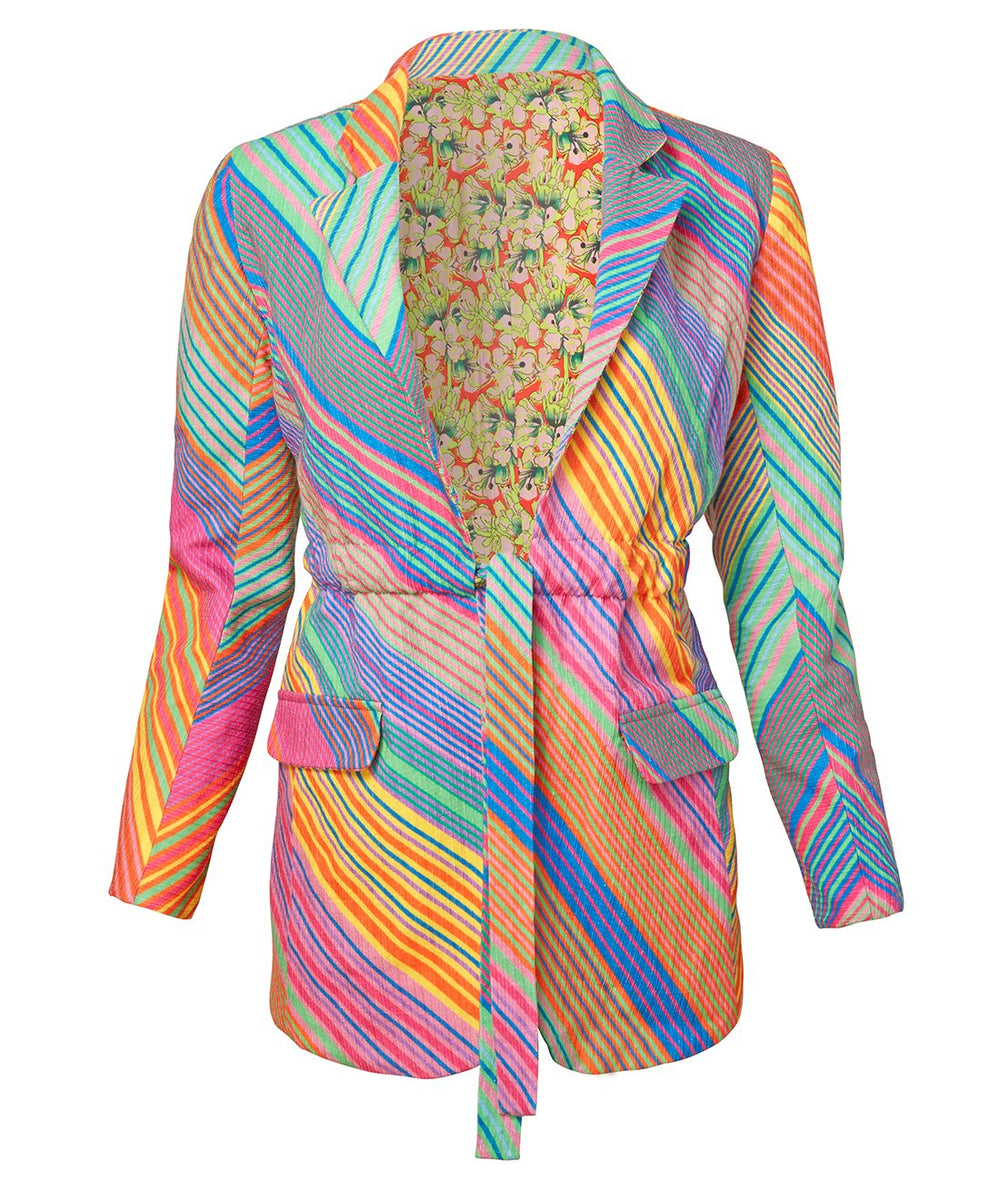 Recycled Cotton Embroidered Neon Blazer