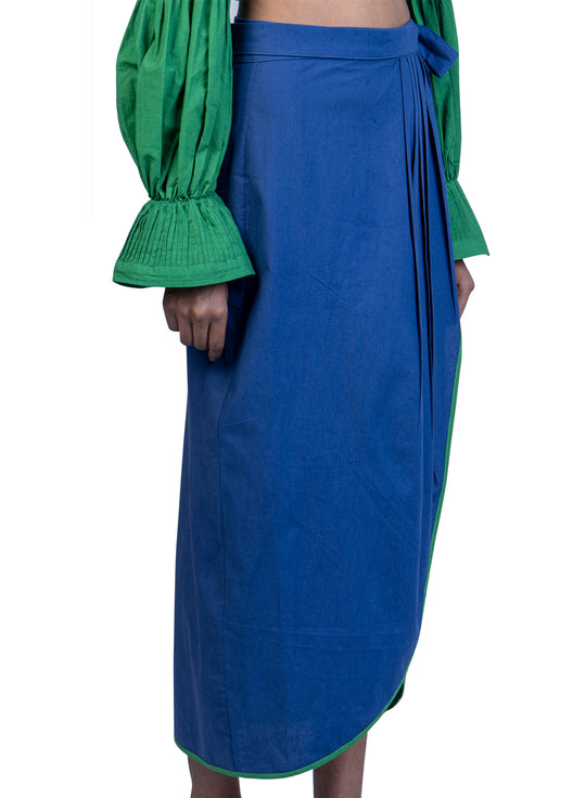 The Royal Blue Poplin Wrap Skirt