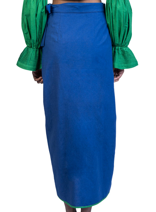 The Royal Blue Poplin Wrap Skirt