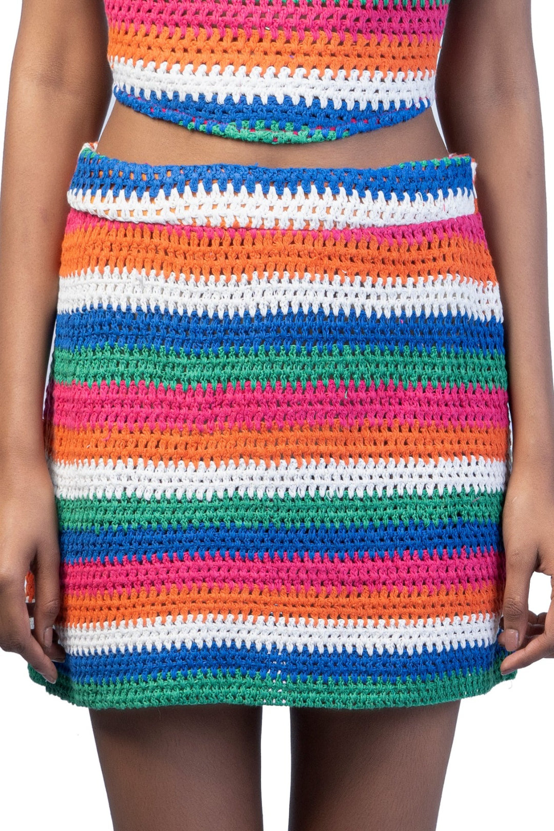 Crochet Striped Mini Skirt