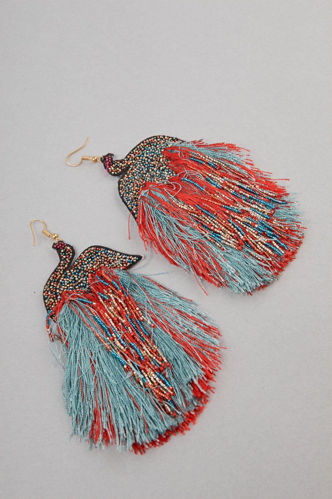 Blue Parakeet Tassel Earrings