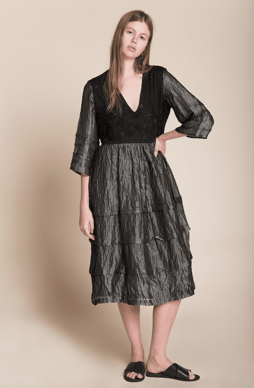 Handcrafted Black Midi Dress | Roopa Pemmaraju