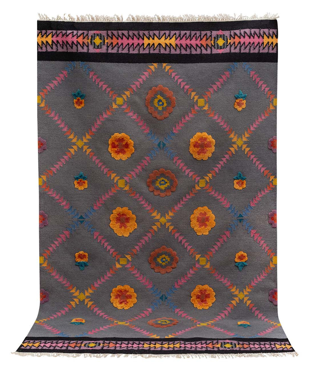 Geometric Blossoms Dhurry Carpet