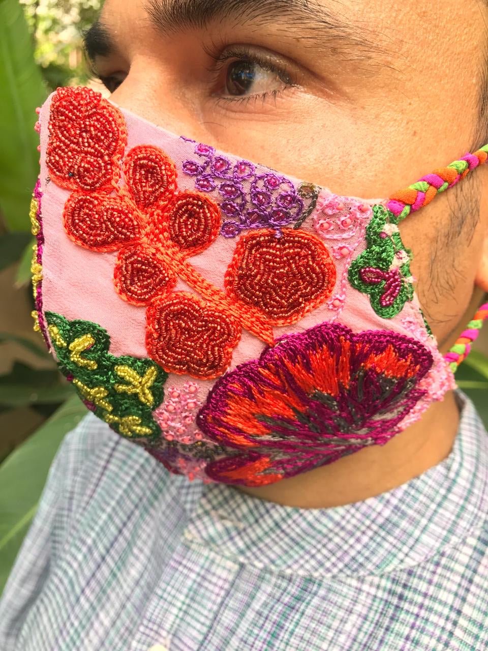 Pastel Floral Embroidered Mask