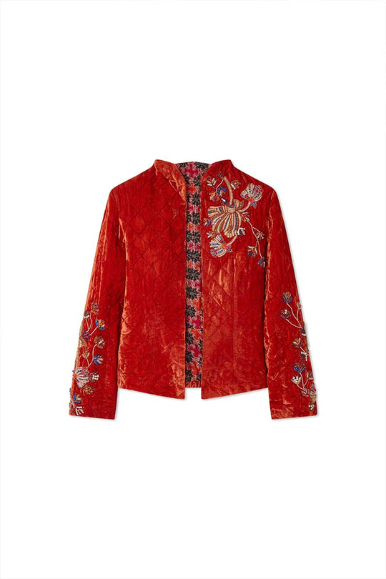 Scarlet Embellished Silk Open Jacket