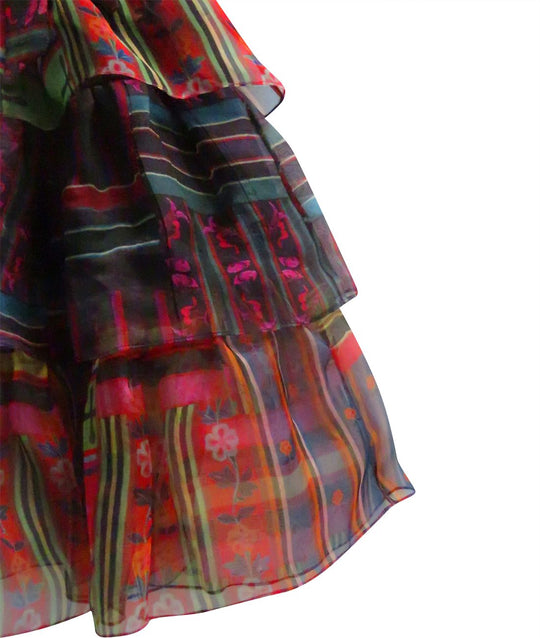 Children's Silk Organza Colorful Ruffled Dress