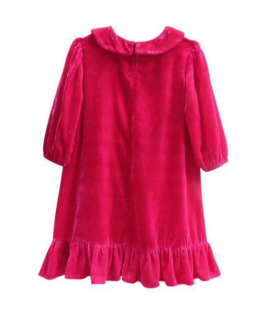 Children's Silk Velvet Collar Dress