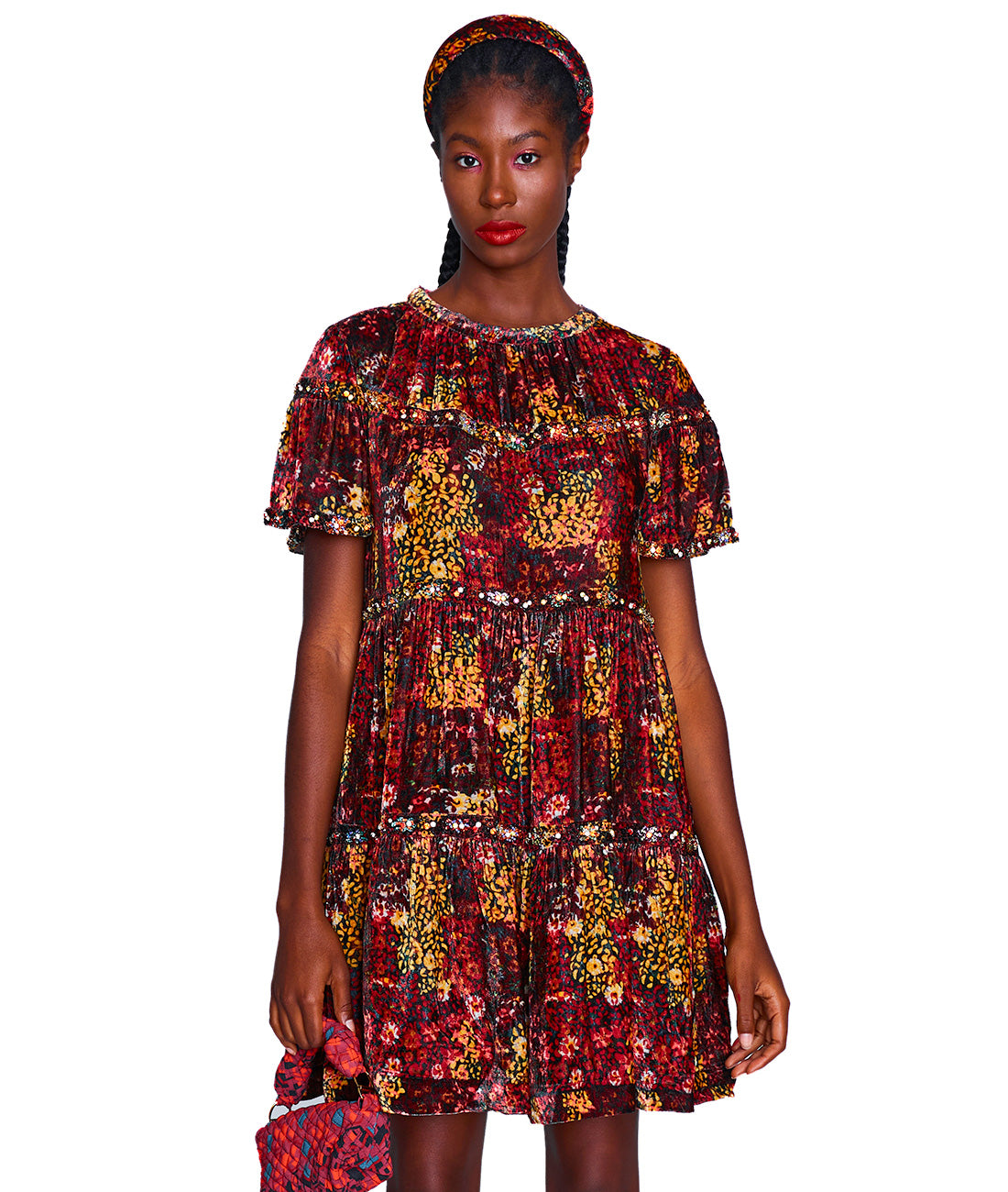 Velvet tiered dress top